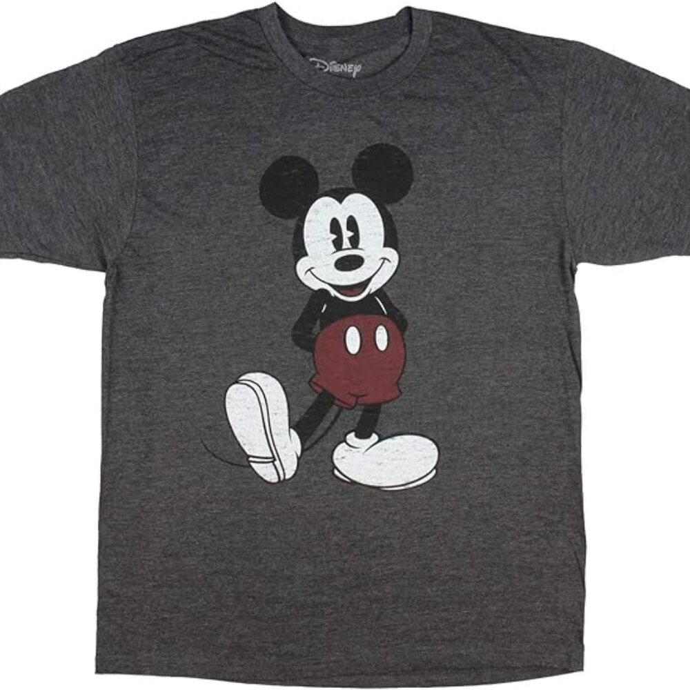 Disney Licensed Men's Mickey Mouse Distressed Look Crew Neck T-shirt